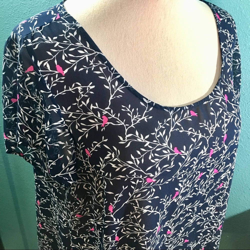 Torrid chiffon blue floral shirt